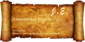 Janovszky Ervin névjegykártya